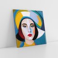 Obraz na płótnie 60x60 - Kształtujące Widzenia - abstrakcyjny obraz olejny, portret twarzy kobiety