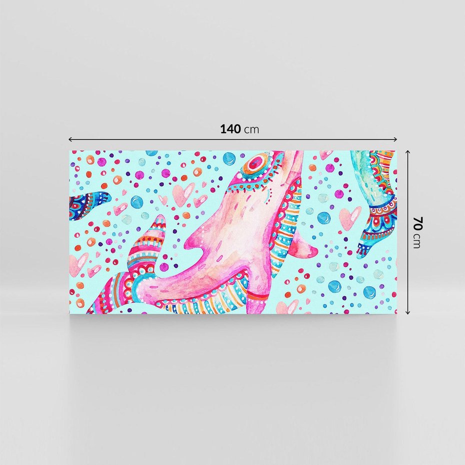 Obraz na płótnie 140x70 - Lekkość W Ruchu - delfin, akwarela
