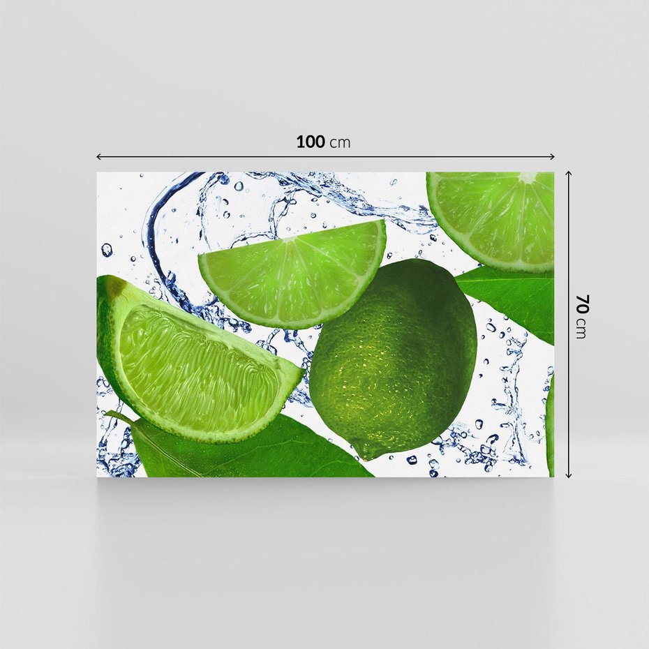 Obraz na płótnie 100x70 - Świeże limonki - limonki, woda