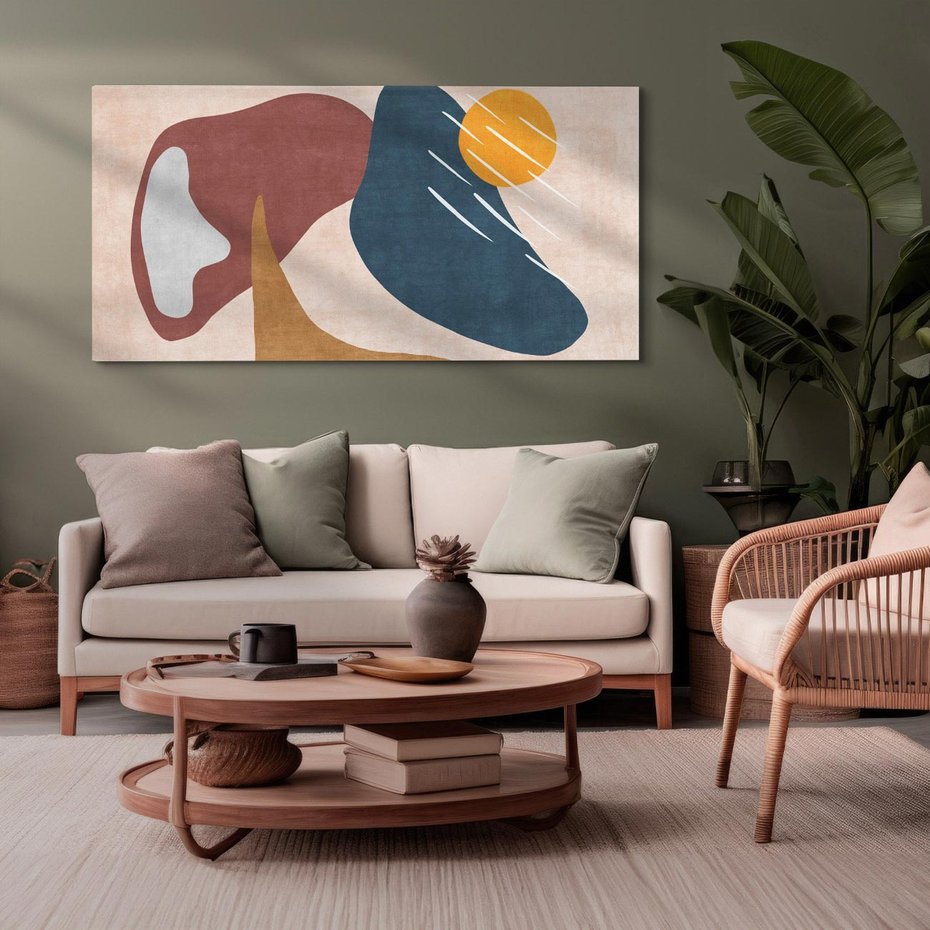 Obraz na płótnie 120x60 - Opowieść szepczących pędzli - abstrakcyjne plamy, kształty