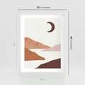 Plakat w ramie 30x40 - Księżycowa Refleksja - nowoczesna sztuka, góry - rama biała