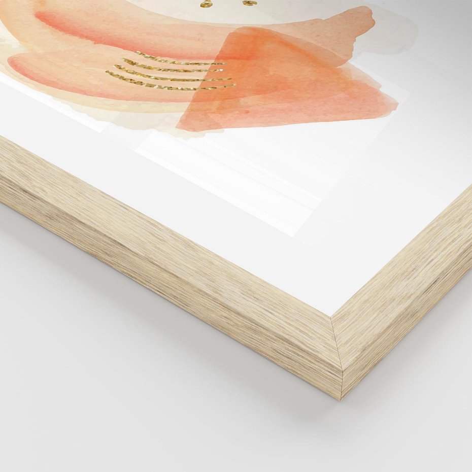 Plakat w ramie 30x40 - Rozkwitające Odbicia Form - abstrakcyjne akwarelowe plamy, minimalizm - rama drewno