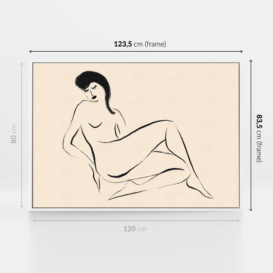 Obraz w ramie 120x80 - Piękno w Minimalizmie - abstrakcyjny rysunek, minimalistyczna kreska - rama biała