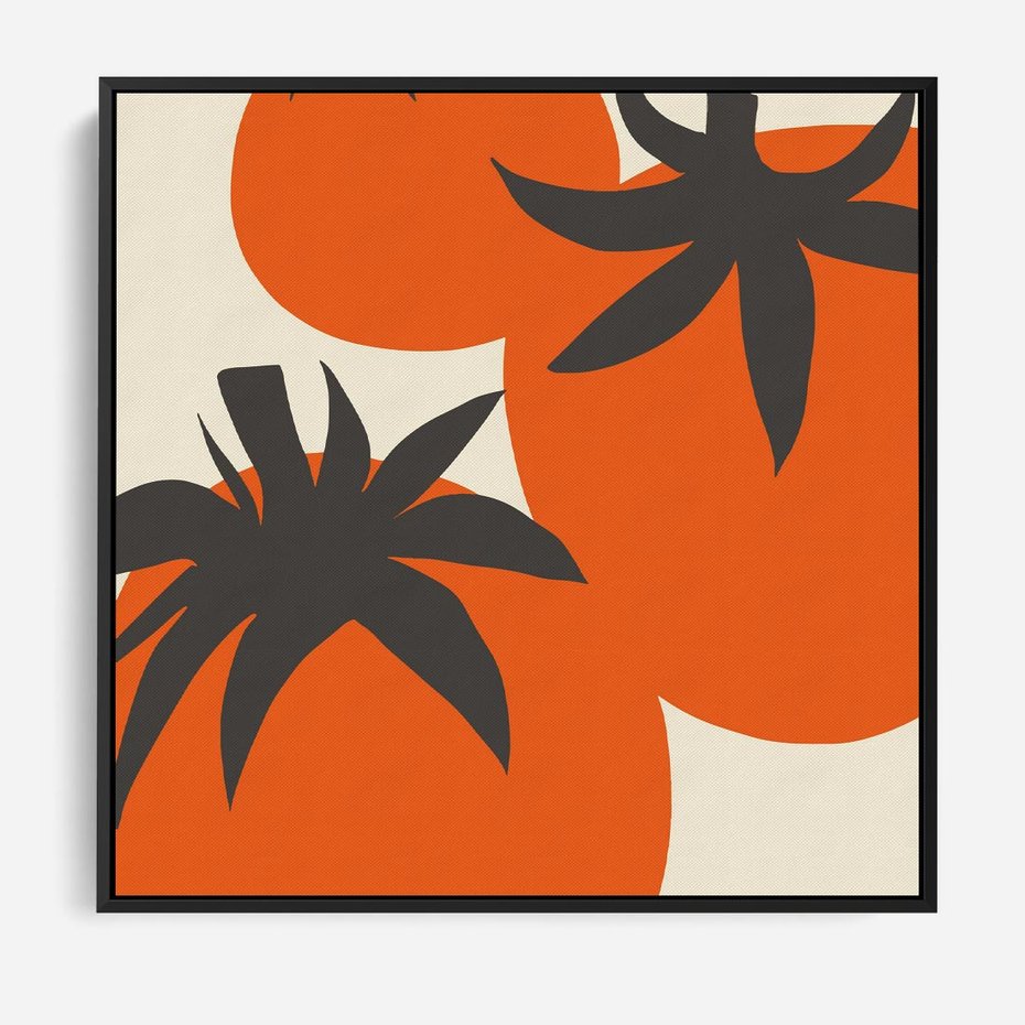 Obraz w ramie 50x50 - Jadalne Kształty - nowoczesny plakat do kuchni, pomidory - rama czarna