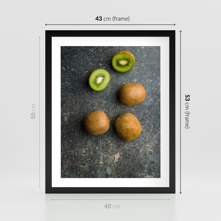Plakat w ramie 40x50 - : Zdrowe kąski - kiwi, owoce - rama czarna