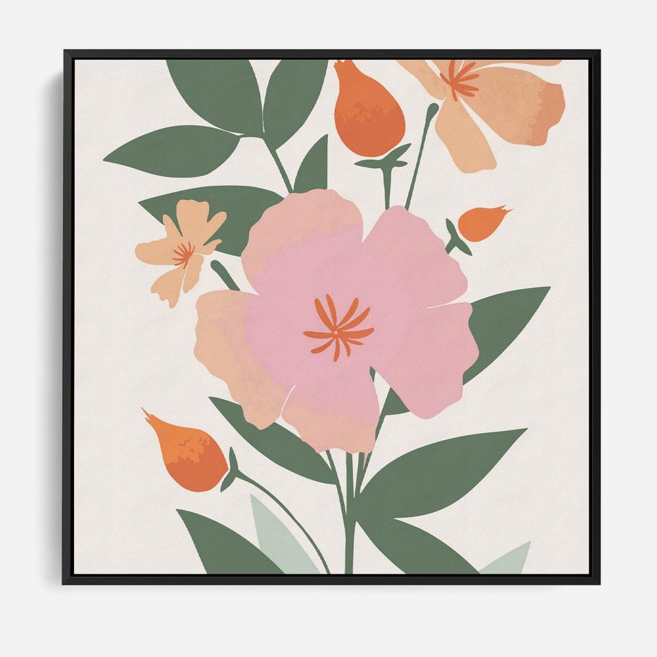 Obraz w ramie 50x50 - Kwiatowe Nastroje - kwiat, sztuka nowoczesna - rama czarna