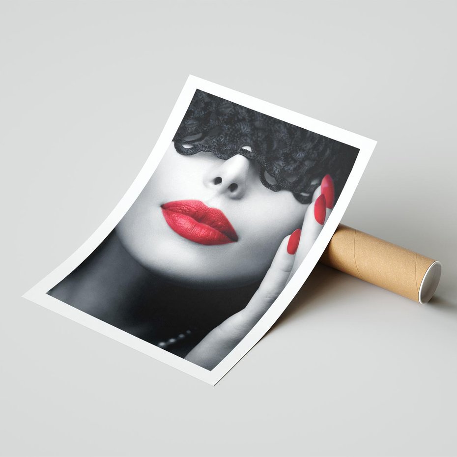 Plakat bez ramy 21x30 - Piękno usta i szminka - usta, szminka
