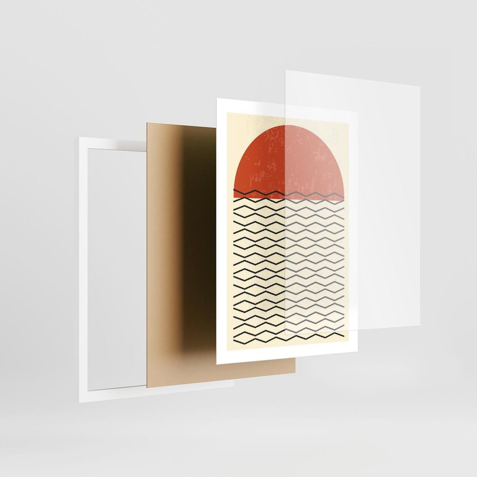 Plakat w ramie 50x70 - Abstrakcyjne Wzory na Plakacie - geometryczna sztuka, nowoczesny plakat - rama biała