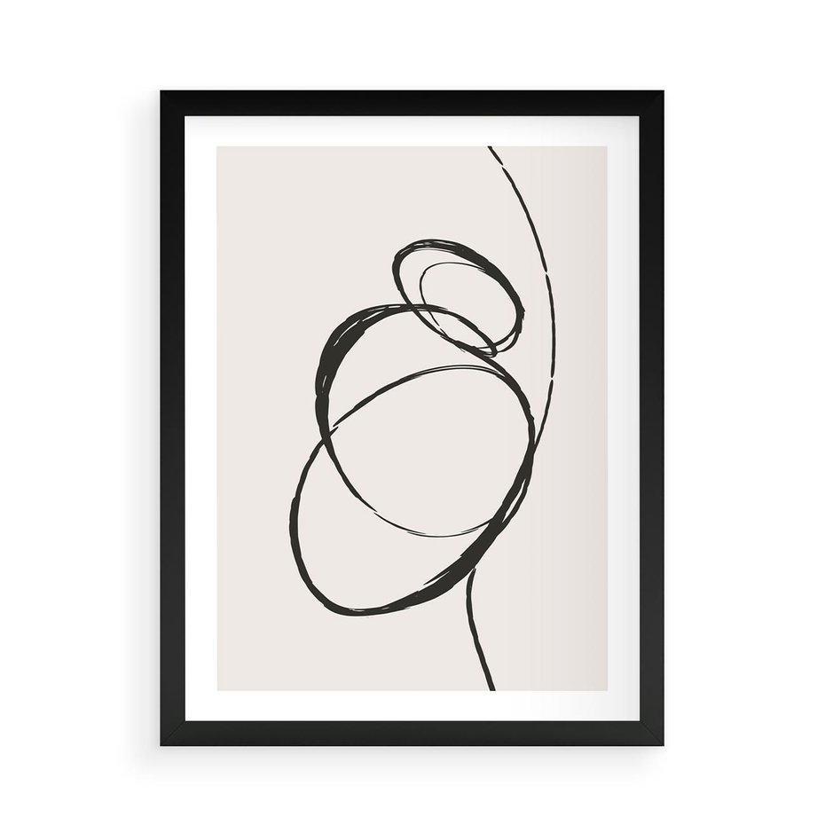 Plakat w ramie 50x70 - Modernistyczne Refleksje - abstrakcyjne szkicowane linie, minimalizm - rama czarna