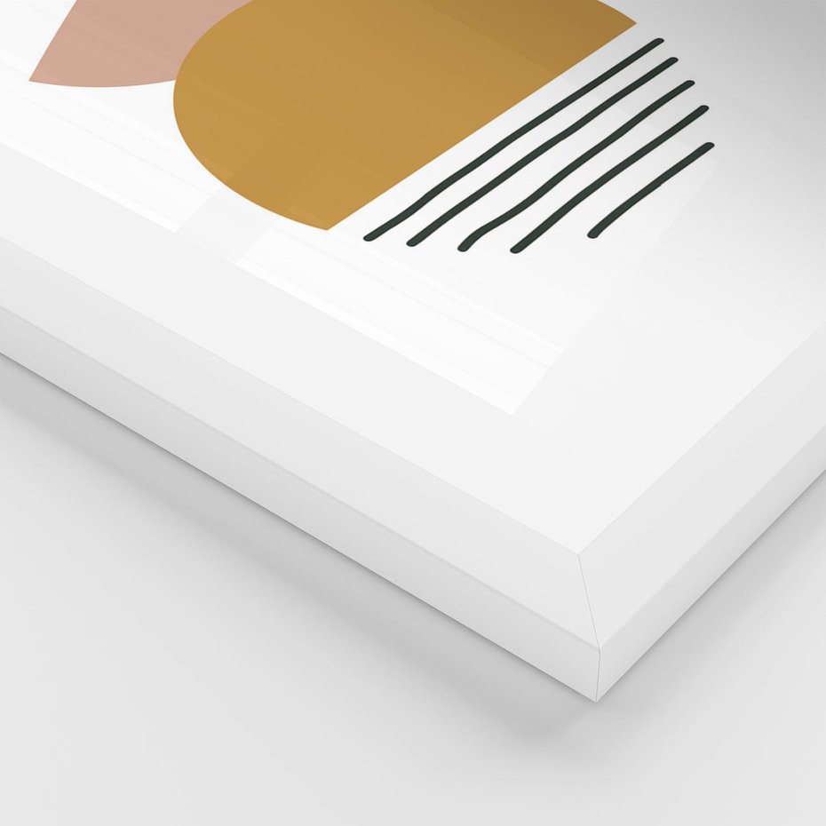 Plakat w ramie 40x50 - Kolory Przyszłości - kompozycja kół i kresek, ciepłe kolory - rama biała