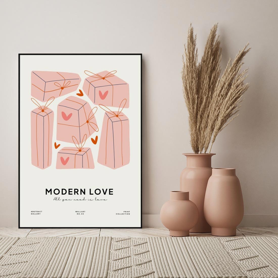 Obraz w ramie 50x70 - Nowoczesna Miłość - nowoczesna grafika, pastelowe kolory - rama czarna