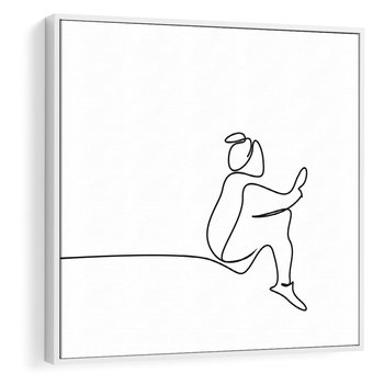 Obraz w ramie 50x50 - Linie Wewnętrznej Refleksji - line art, szkic - rama biała