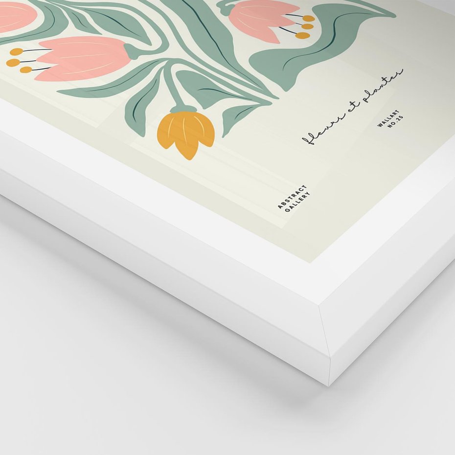 Plakat w ramie 40x50 - Tajemnicza Aura - kwiaty, nowoczesna abstrakcja - rama biała
