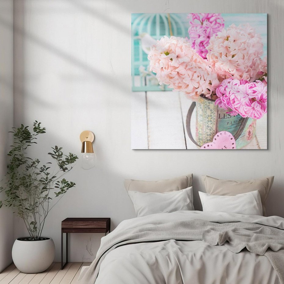 Obraz na płótnie 60x60 - Kwiatowa harmonia hiacyntów - kwiaty, hiacynty