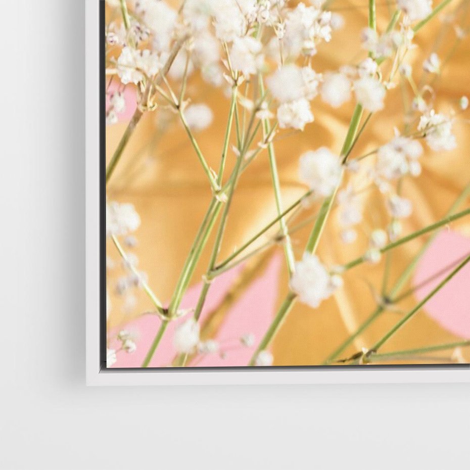 Obraz w ramie 120x80 - : Elegancja w Złocie - złote, liście - rama biała