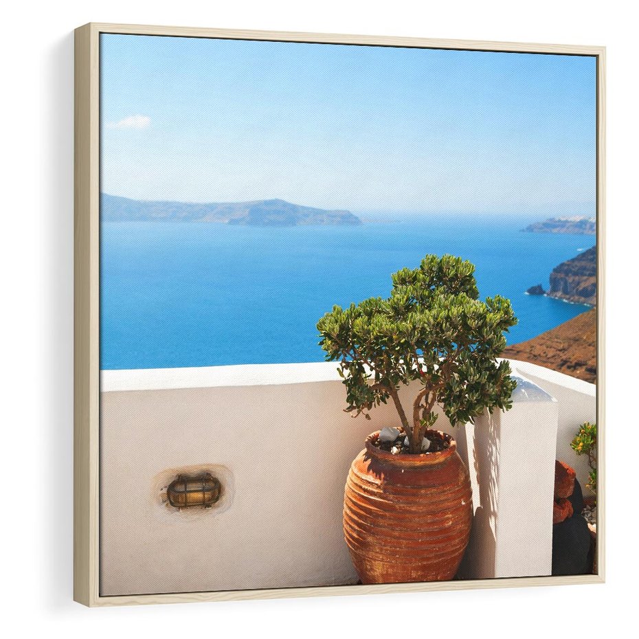 Obraz w ramie 50x50 - Santorini - oaza greckiej wyspy - Santorini, grecka - rama drewno