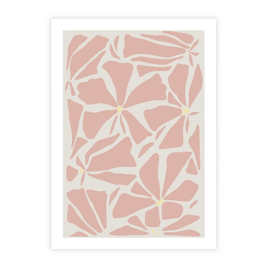 Plakat bez ramy 21x30 - Akwarelowe Promienie - abstrakcyjne boho kwiaty, kompozycja
