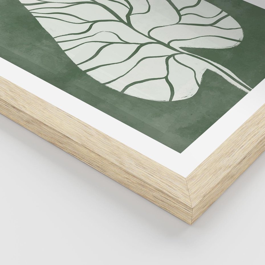 Plakat w ramie 30x40 - Migotliwe Wnętrze Zieleni - zielony plakat, roślinne motywy - rama drewno