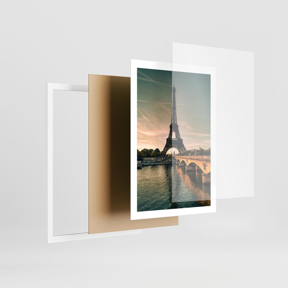 Plakat w ramie 50x70 - Paryski Szczyt - Paryż, wieża - rama biała