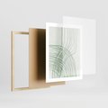 Plakat w ramie 40x50 - Migotliwa Spokojna Zieleń - zielony plakat, abstrakcyjne splątane linie - rama drewno