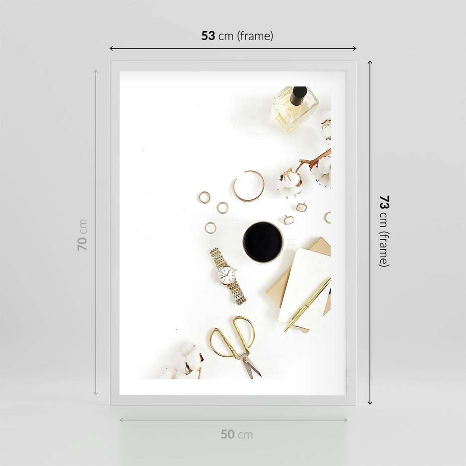 Plakat w ramie 50x70 - Luksusowy Lifestyle - kompozycja lifestyle, fotografia - rama biała