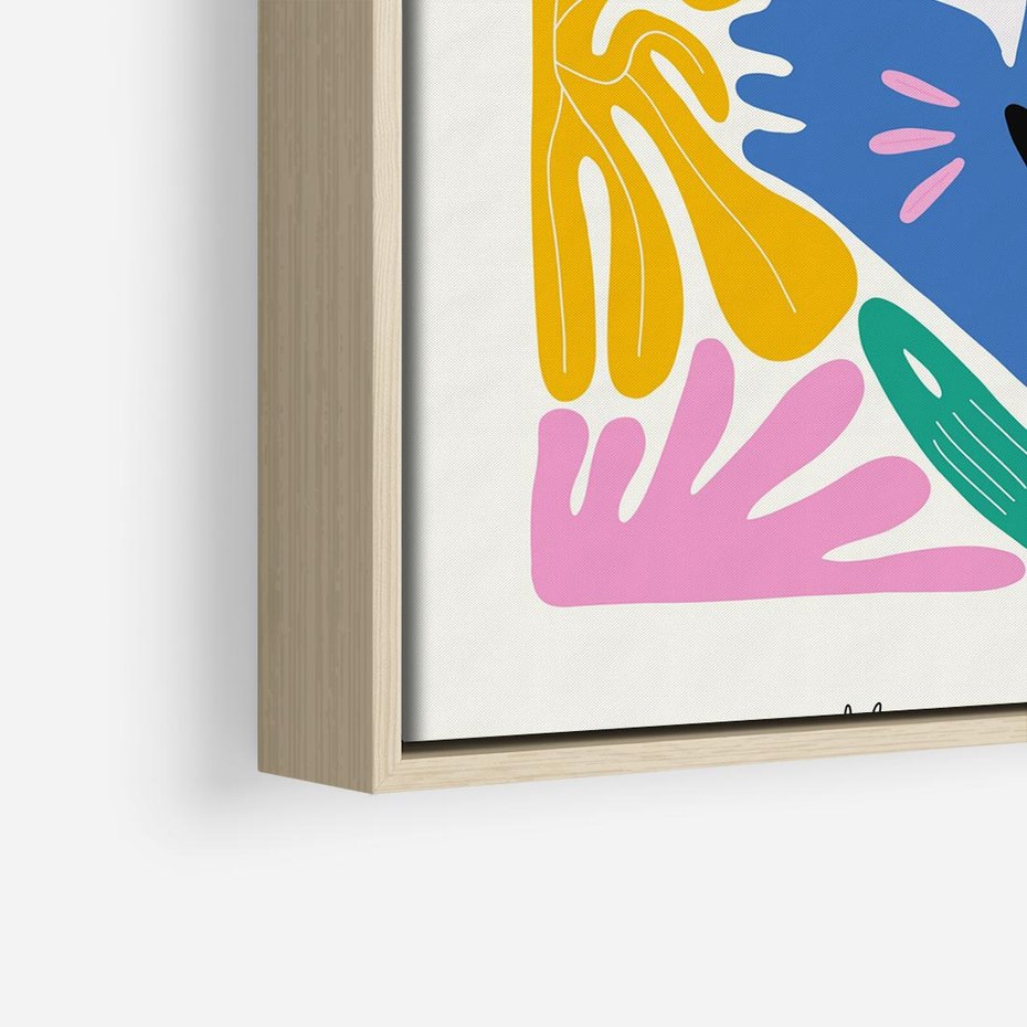 Obraz w ramie 80x80 - Kolorowe Spektrum - abstrakcyjny plakat, niebieski kot - rama drewno