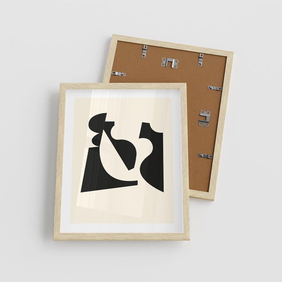 Plakat w ramie 40x50 - Tajemnicze Spektrum - abstrakcyjne kształty, geometria - rama drewno