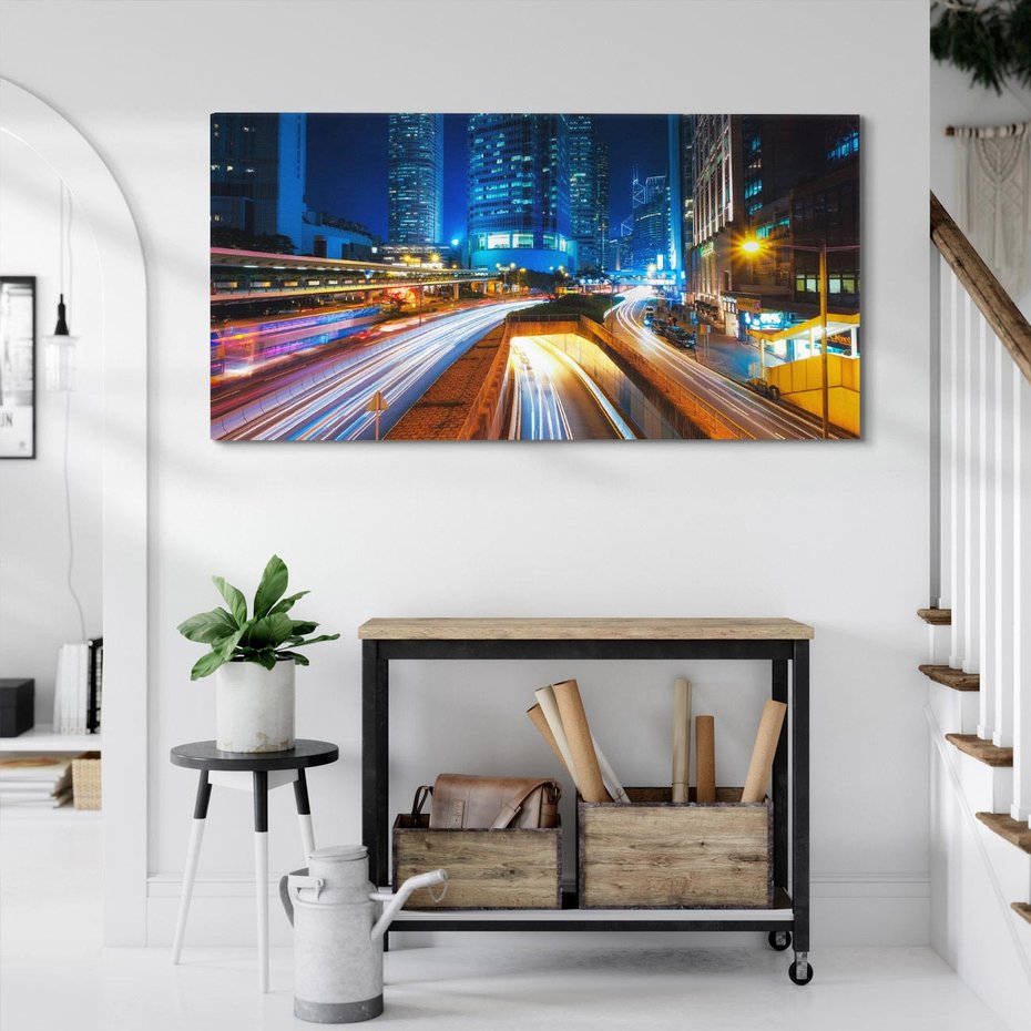 Obraz na płótnie 120x60 - Nocne miasto w Japonii: Tajemnicza atmosfera - Japonia, miasto