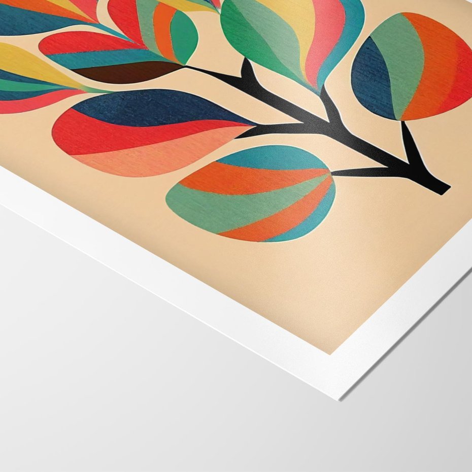 Plakat bez ramy 21x30 - Harmonia Rozplątanych Form - abstrakcyjny kolorowy tęczowy obraz, inspiracje roślinne