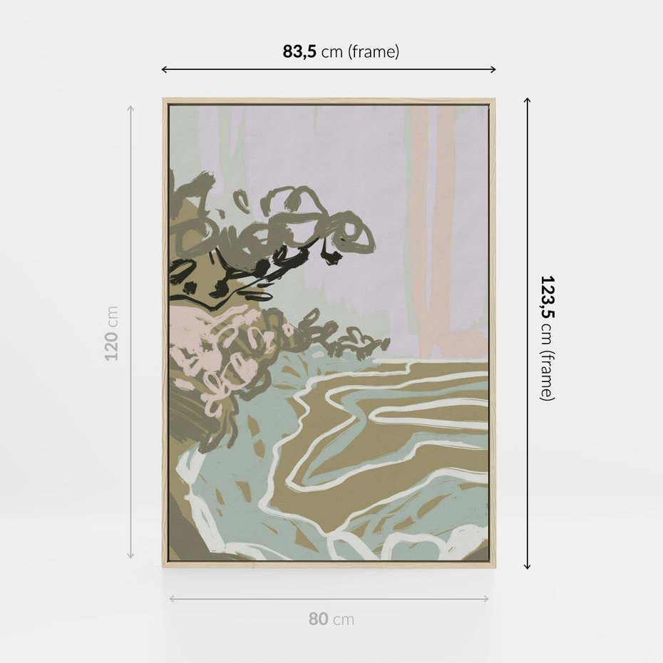 Obraz w ramie 80x120 - Wizja Przestrzeni - pastelowy krajobraz, nowoczesny plakat - rama drewno