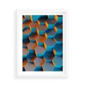 Plakat w ramie 50x70 - Trójwymiarowa Gra - geometryczna, 3D - rama biała