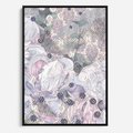 Obraz w ramie 70x100 - Malowane oddechy istnienia - pomieszane tekstury, kwiatowe elementy - rama czarna