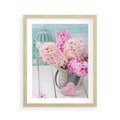 Plakat w ramie 40x50 - Kwiatowa harmonia hiacyntów - kwiaty, hiacynty - rama drewno