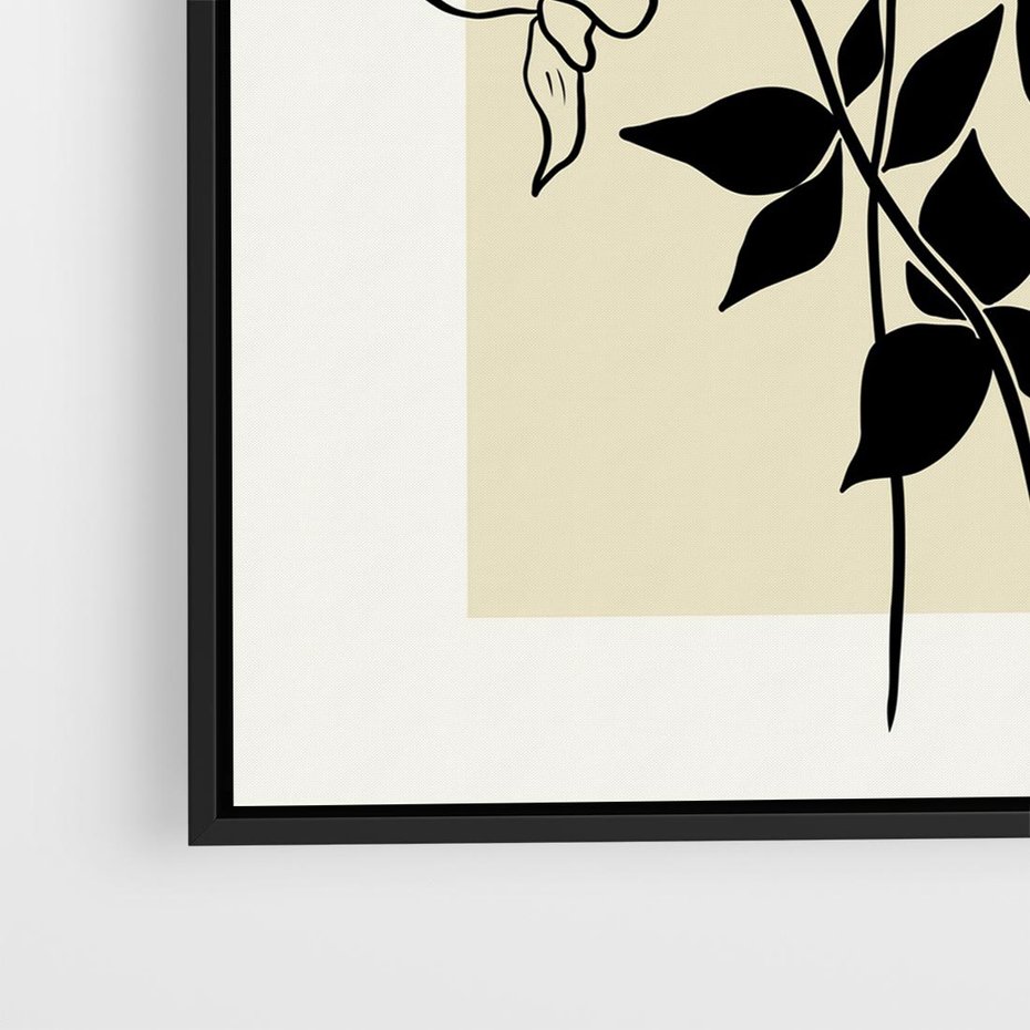 Obraz w ramie 50x50 - Malowane szkicowe tęsknoty - kwiaty, typografia - rama czarna