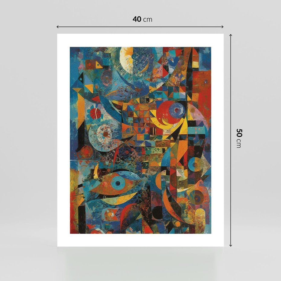 Plakat bez ramy 40x50 - Migotliwe Przesunięcia Konturów - abstrakcyjny obraz, sztuka abstrakcji