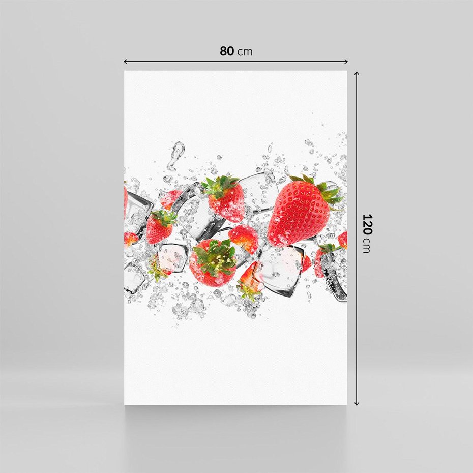 Obraz na płótnie 80x120 - Oaza świeżości: truskawki w wodzie - truskawki, woda