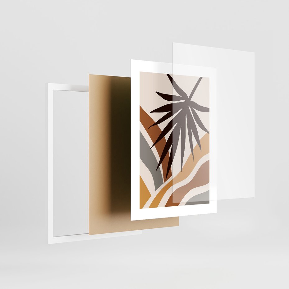 Zestaw obrazy w ramie 30x40 galeria - Liście, kwiaty, boho - rama biała