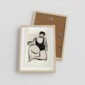 Plakat w ramie 30x40 - Szkic Kobiety w Czerni i Bieli - grafika, modern - rama drewno