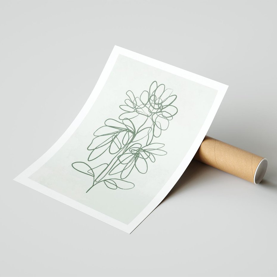 Plakat bez ramy 21x30 - Spokojne Poddanie Naturze - zielony plakat, roślinne inspiracje