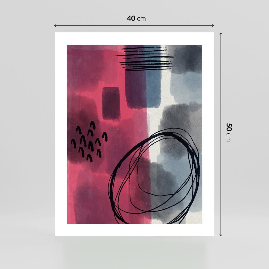 Plakat bez ramy 40x50 - Formy w Różu i Granacie - abstrakcja, różne formy