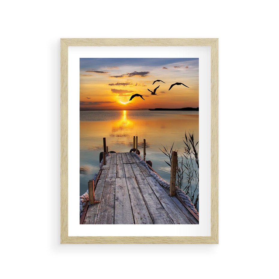 Plakat w ramie 30x40 - Magia zachodu słońca - zachód, słońca - rama drewno