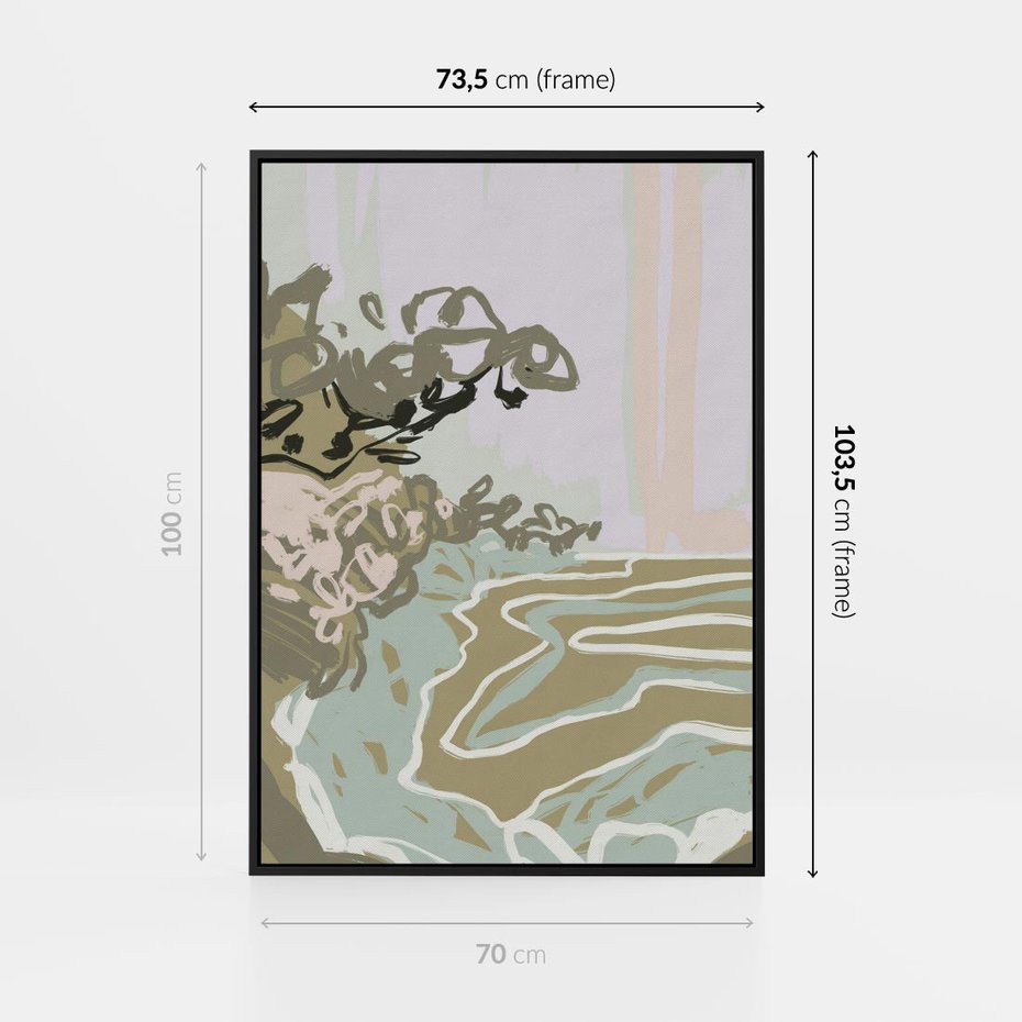 Obraz w ramie 70x100 - Wizja Przestrzeni - pastelowy krajobraz, nowoczesny plakat - rama czarna
