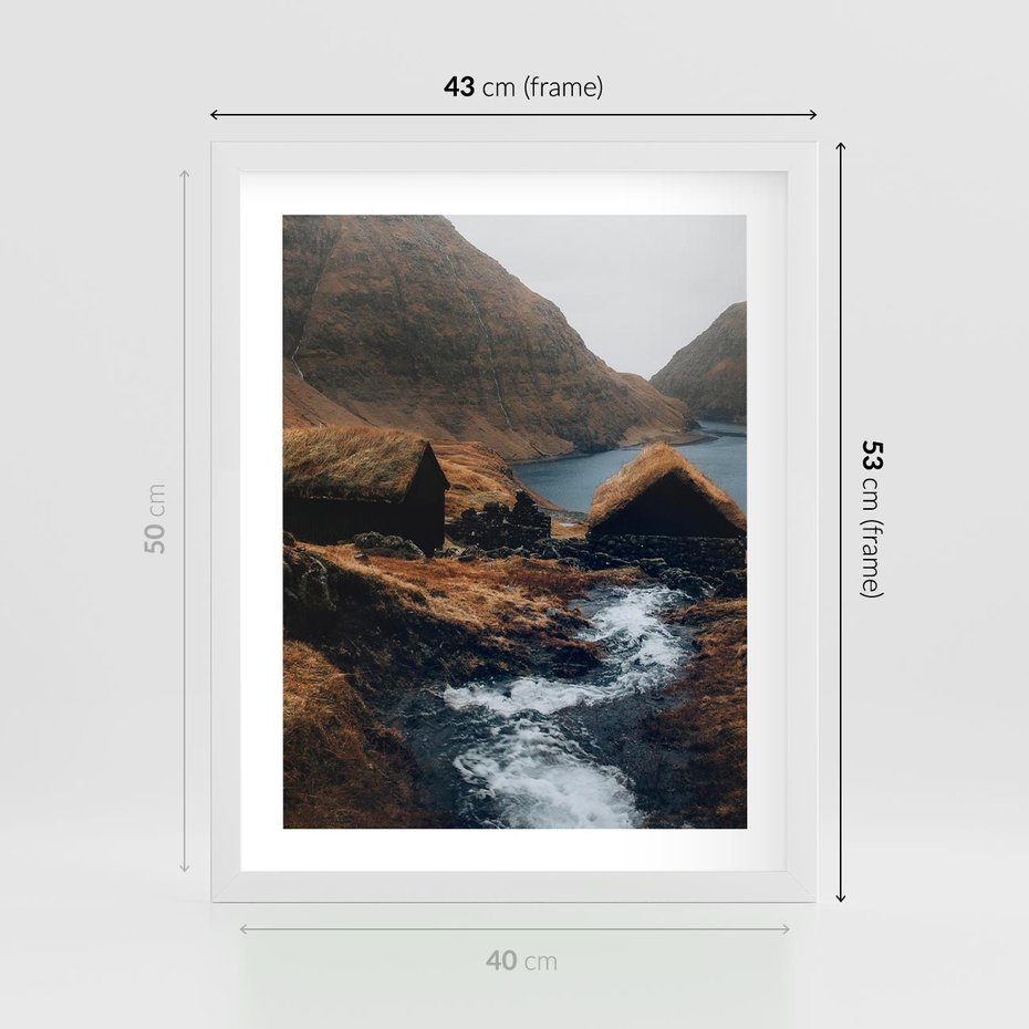 Plakat w ramie 40x50 - Spokój Natury - skandynawski, pejzaż - rama biała