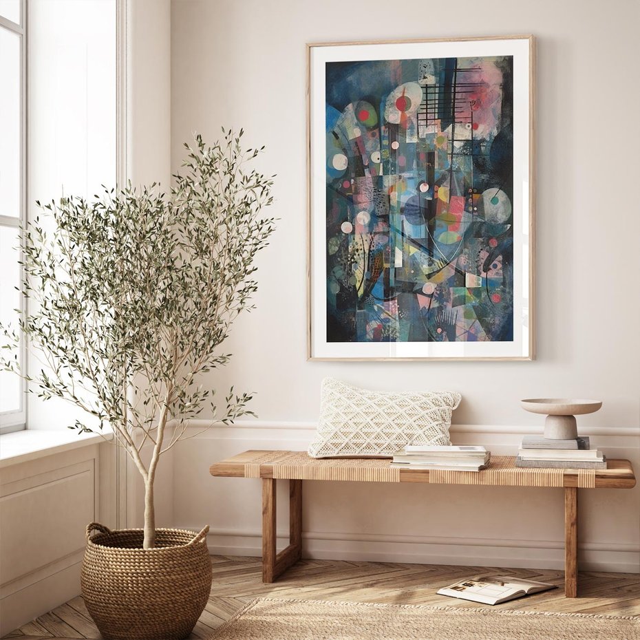 Plakat w ramie 30x40 - Rozbijając Granice Kreatywności - abstrakcyjny obraz, sztuka abstrakcji - rama drewno