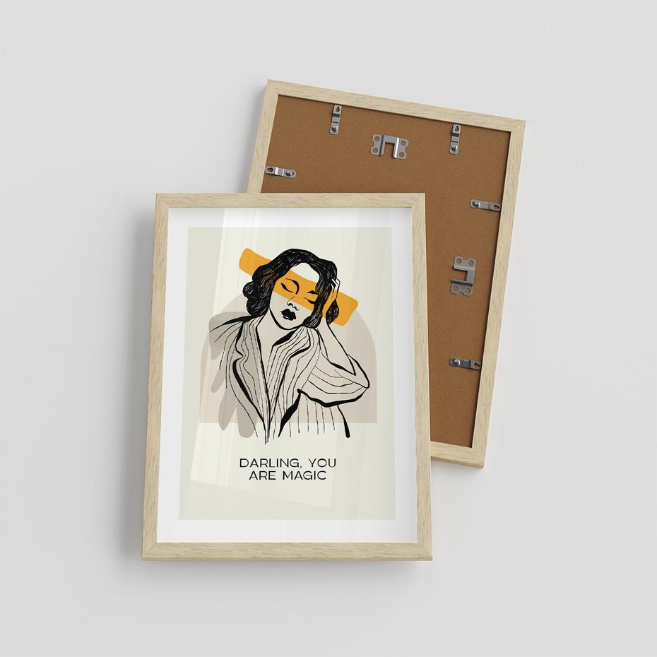 Plakat w ramie 30x40 - Sztuka Kobiecej Osobowości - nowoczesna grafika, kobieta - rama drewno