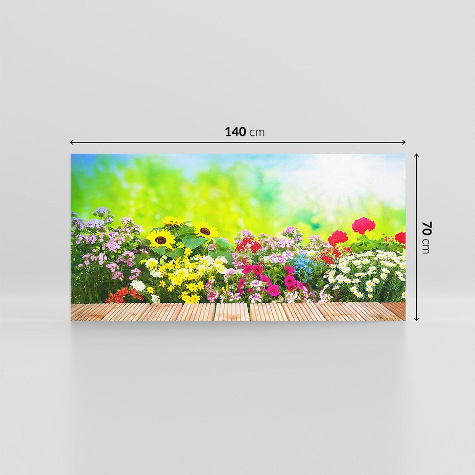 Obraz na płótnie 140x70 - Energiczny ogród - kwiaty, ogród