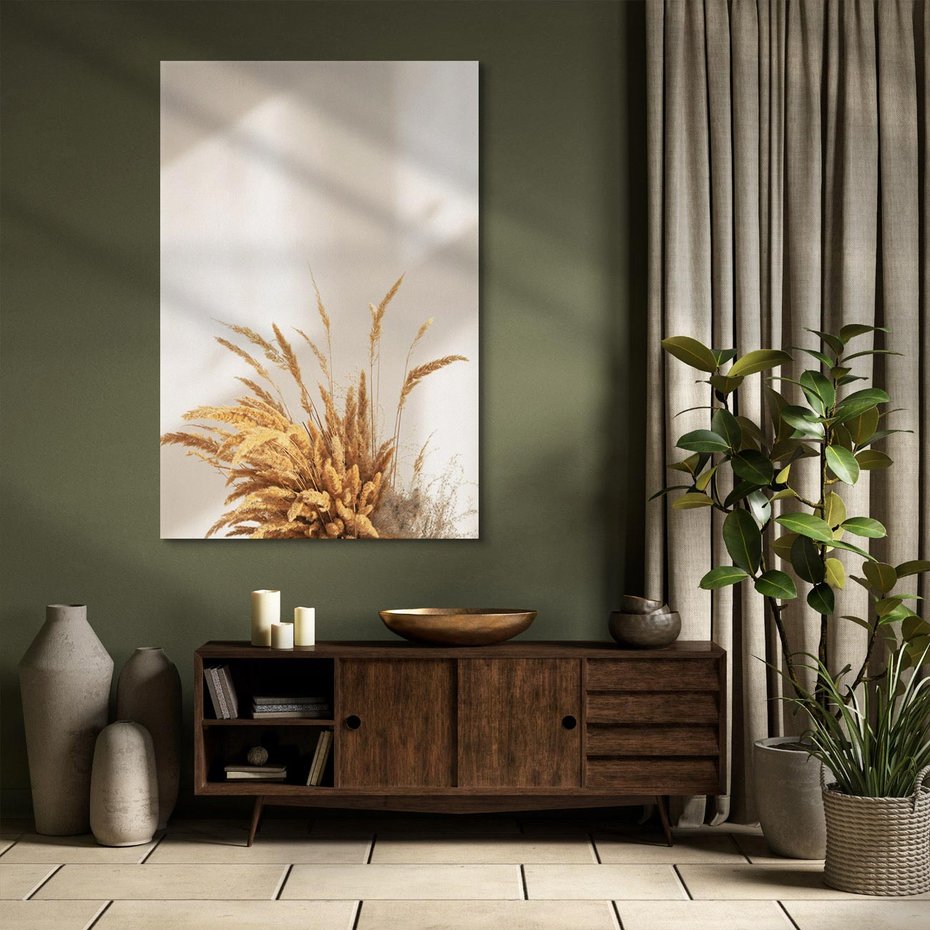 Obraz na płótnie 50x70 - mpresyjne układy traw - boho, trawy