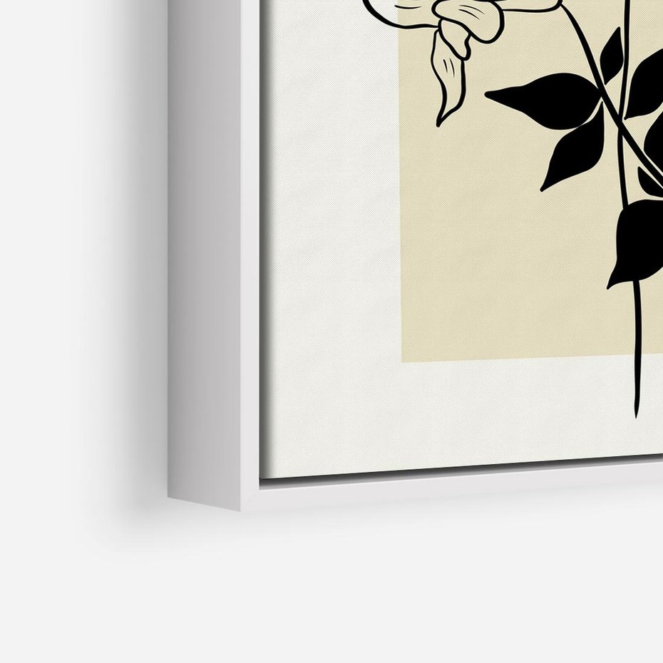 Obraz w ramie 50x50 - Malowane szkicowe tęsknoty - kwiaty, typografia - rama biała