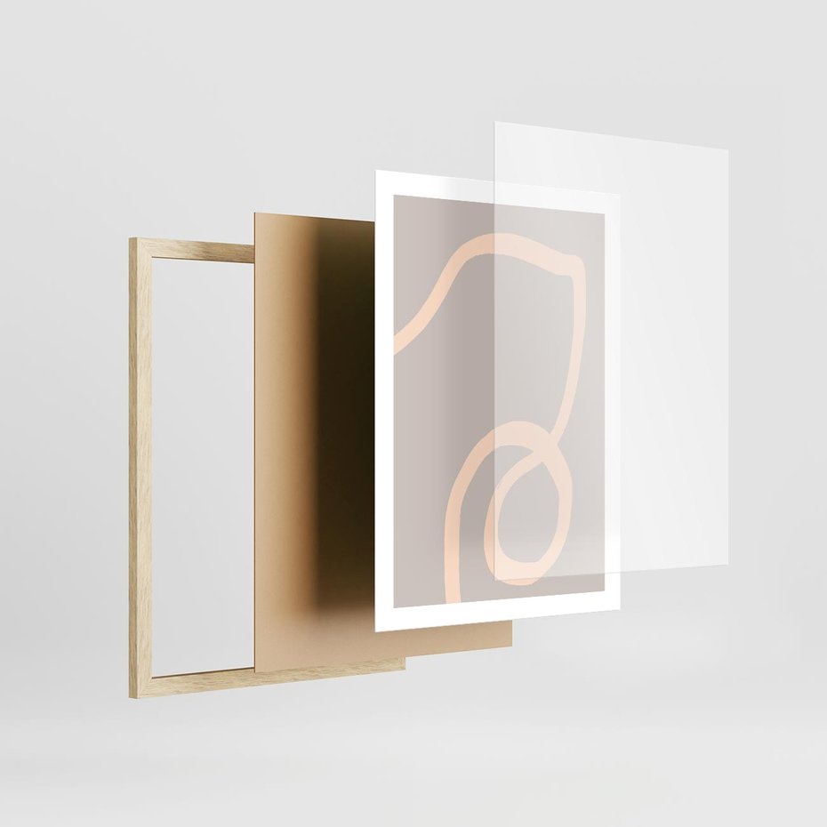 Plakat w ramie 50x70 - Wystylizowana Rewolucja - minimalistyczny obraz, nowoczesny - rama drewno