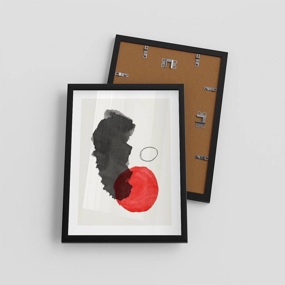 Plakat w ramie 30x40 - Wibracje Linii - abstrakcyjne nieregularne plamy, czarny - rama czarna